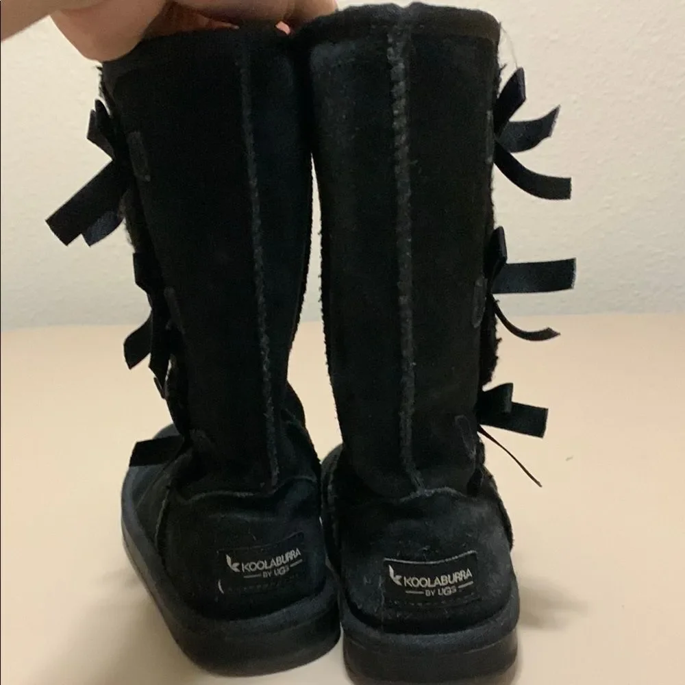 Koolaburra Black Suede Boots with Decorative Bows